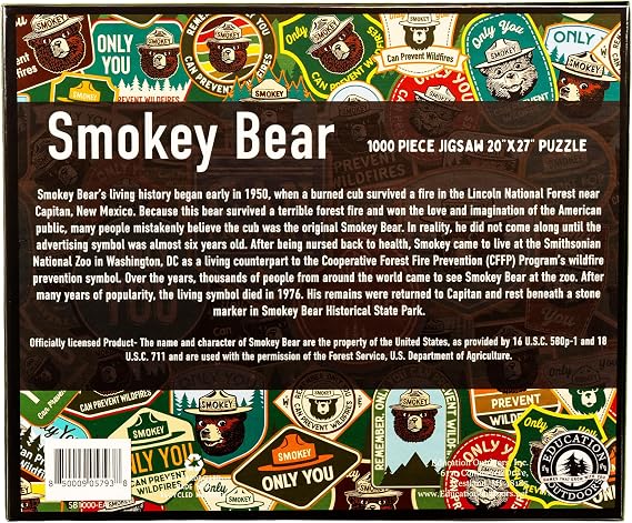 Smokey Bear Evergreen Adventures Badge Collage 1000 Piece Puzzle